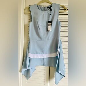 BCBG MaxAzria "Ariana" High Low Top- Blue Smoke - Size XS